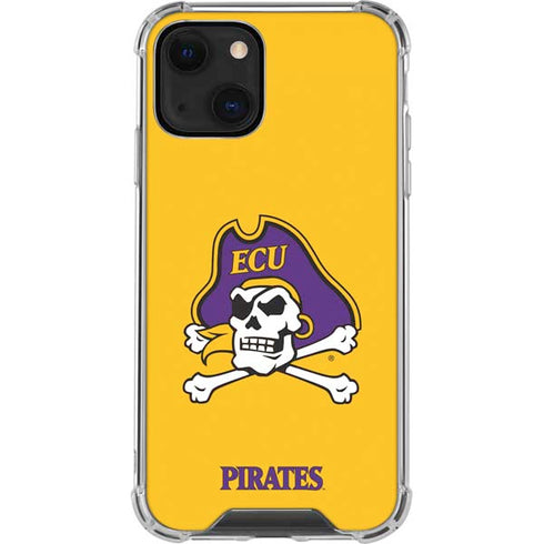 East Carolina University ECU Pirates Logo Yellow iPhone 14 Clear Case